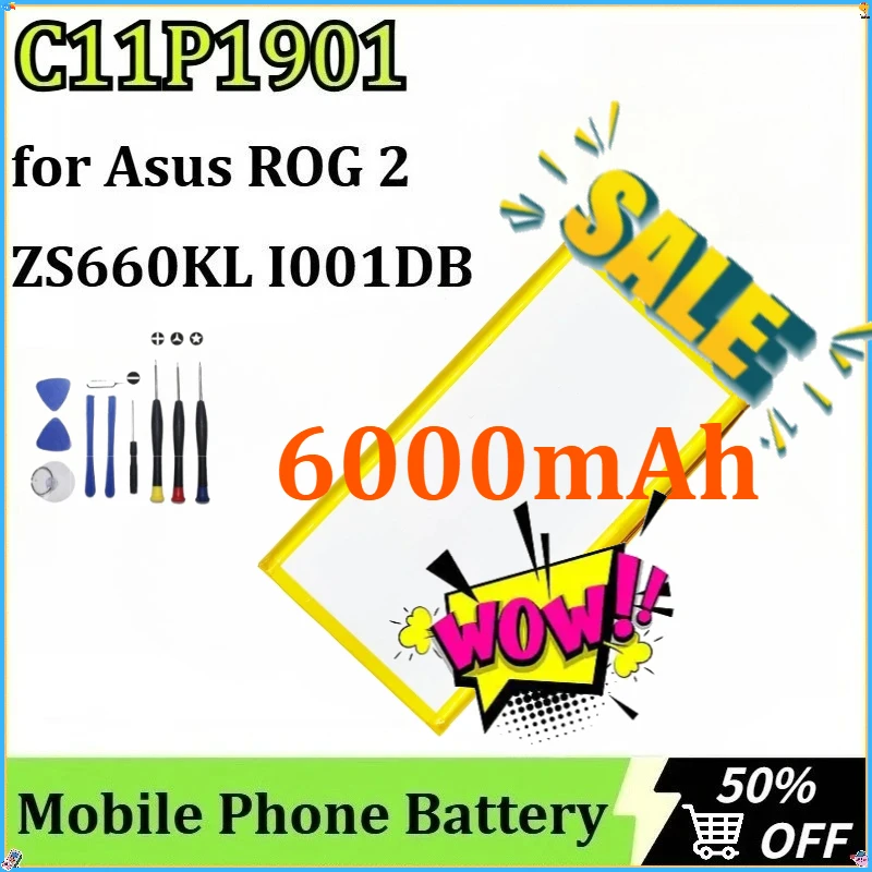 

Replacement for Asus ROG 2 ZS660KL I001DB New C11P1901 6000mAh Hight Mobile Phone Battery Game Phone Generation Battery