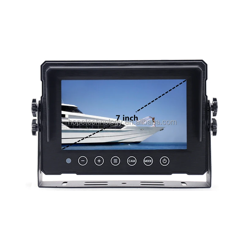 7 Inch Split Screen 2CH Video Input AHD 1024*600 Windshield Style Parking Dashboard Quad Waterproof Monitor
