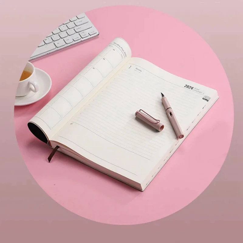Cuaderno de Plan diario engrosado, calendario semanal, suministros escolares de oficina, 2024