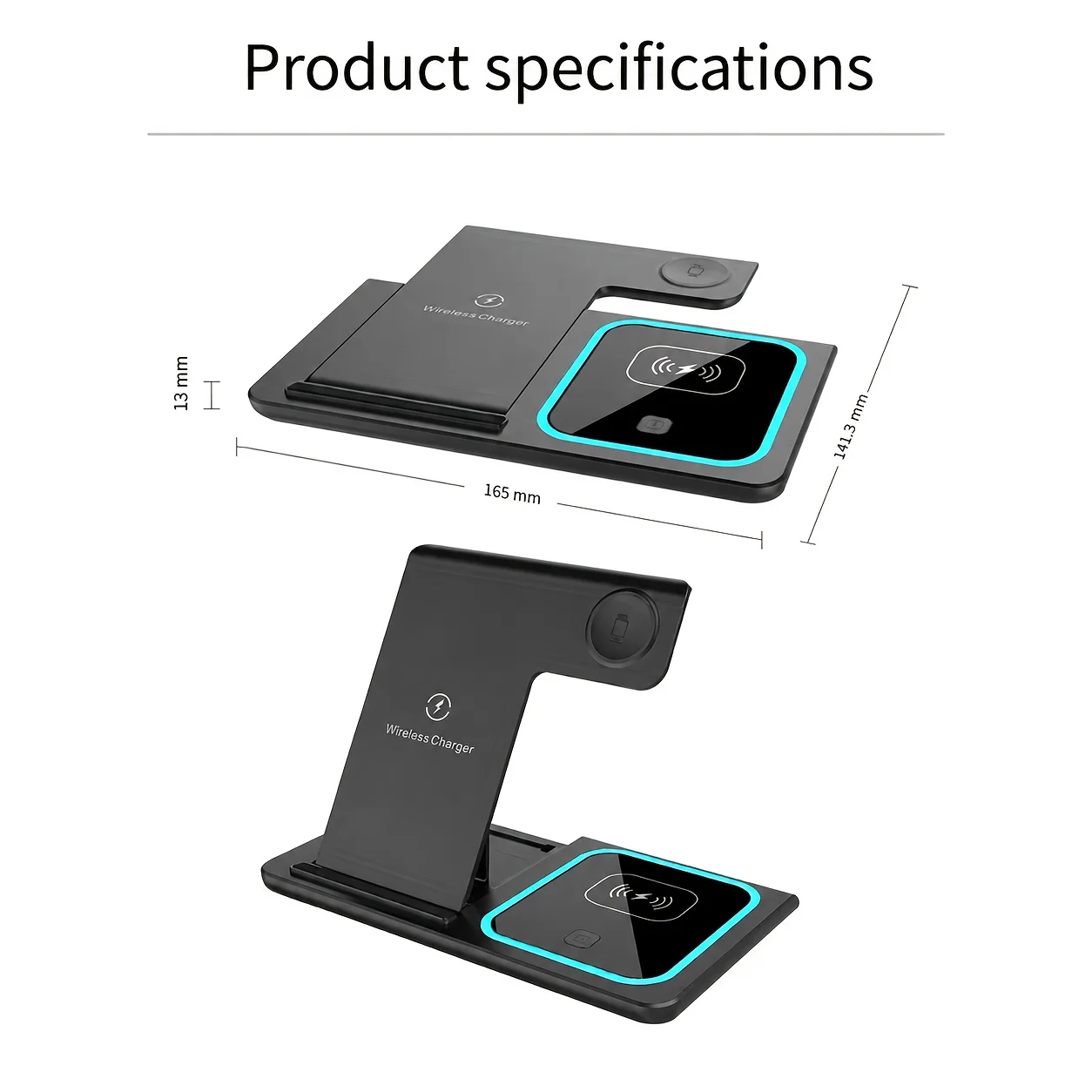 3-In-1 wireless charging stand, foldable fast charging base, suitable for iPhone, Apple Watch And Air Pods - view 2