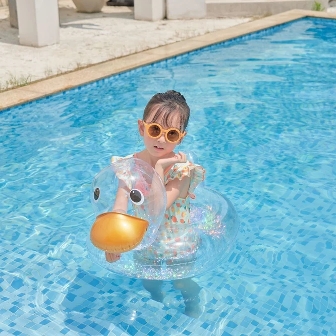 1PC Transparent Inflatable Duck Pool Float Family Swim Ring Set Cute Summer Swimming Tube for Pool Beach Vacation