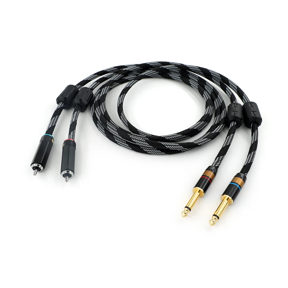 

Премиум посеребренный OCC HiFi соединительный кабель: двойной кабель TRS с разъемом 6,35 мм на 2RCA для усилителя/DVD/микшера ​