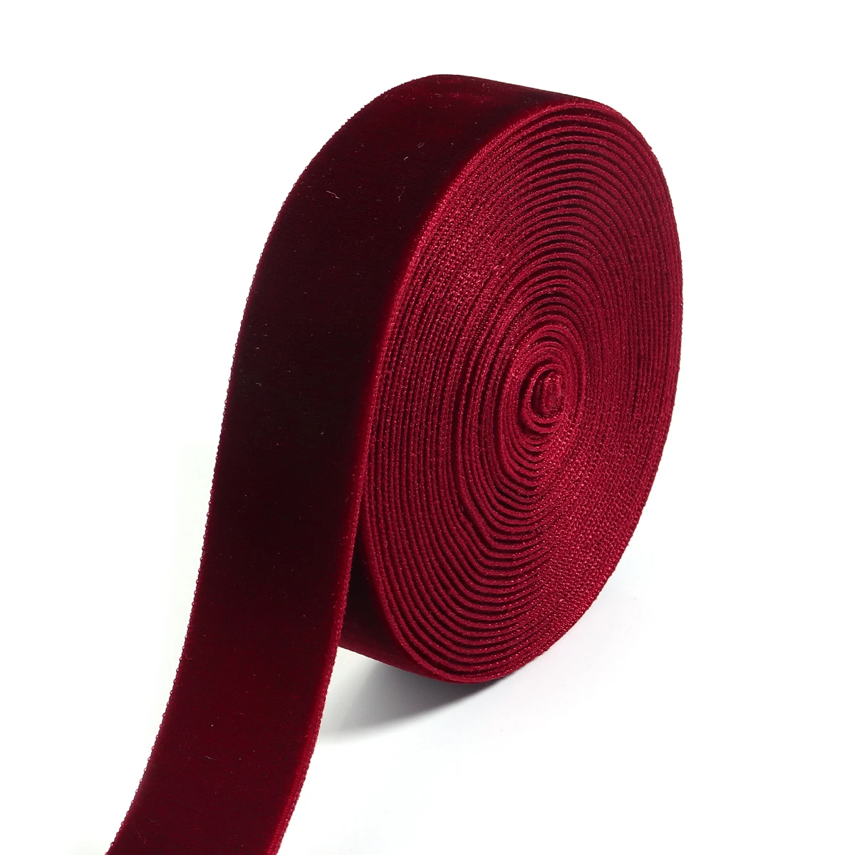 5-10 Yards/Rolle Samtbänder Schwarz Weinrot Farbe Single Face Beflockung Gurtband für DIY Weihnachten Handwerk Verpackung Dekoration – Detail 12