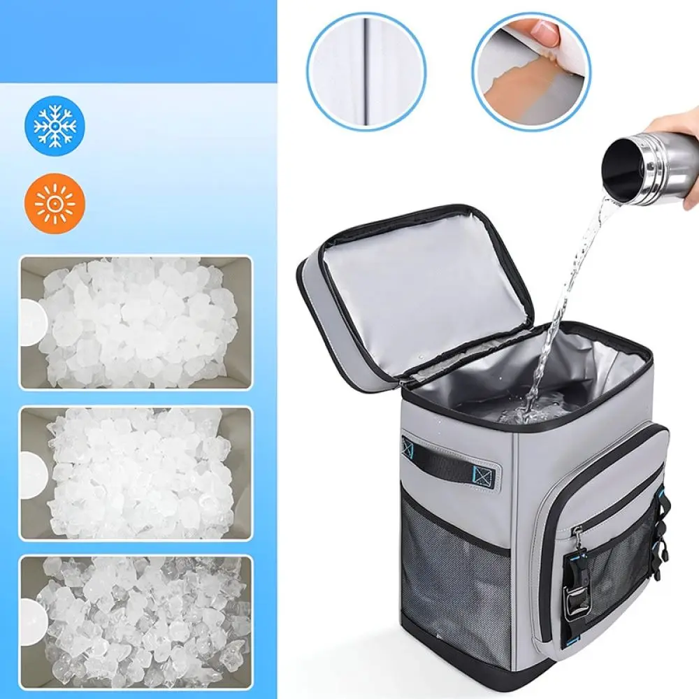 Large Capacity Thermal Insulated Backpack Picnic Cooler Bag For Outdoor Camping Hiking Travel Food Storage Carrier