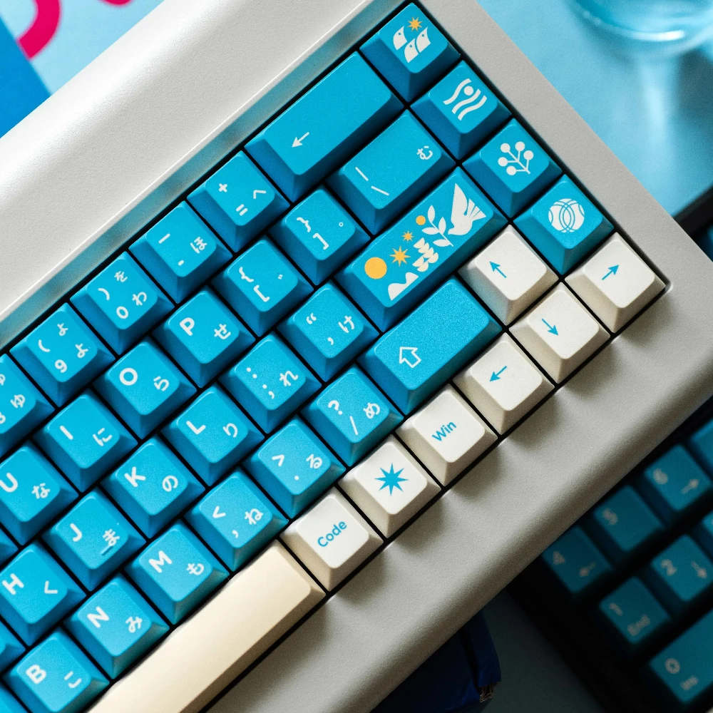 Blue Bird Theme Keycap Set 145Key PBT Custom Blue Minimalist Keyboard Cap Cherry Profile KeyCap for Mechanical Keyboard Gifts