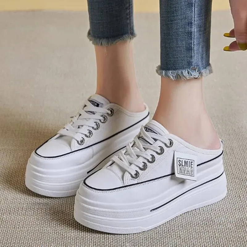NEW Fashion Summer Sports Slippers Womens Vulcanized Shoes Flat Thick Bottom Widening Casual Breathable Sandals Slippers Middle