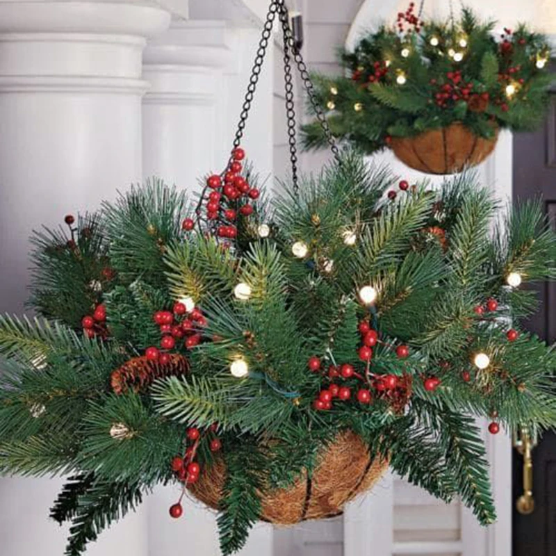 5/10/20pcs Christmas Artificial Pine Branches Green Leaves Pine Needle Garland Christmas Wreath Christmas Home Xmas Tree Decor