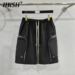 HKSH Men's Tide RO Style 2024 Summer Design Dark Shorts Multi Zipper Safari Style Casual Half Length Pants Chic Techwear HK3170