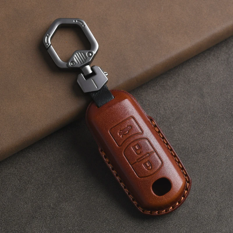 For Mazda Top Layer Cowhide High-end Key Set with All Inclusive Scratch Resistant Business Protective Shell