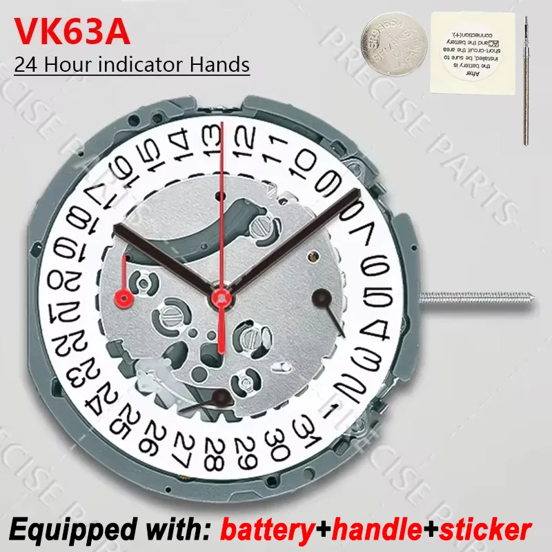 Mouvement à quartz japonais VK63, trois aiguilles, trois yeux, date, petit chronographe, secondes, 24 heures