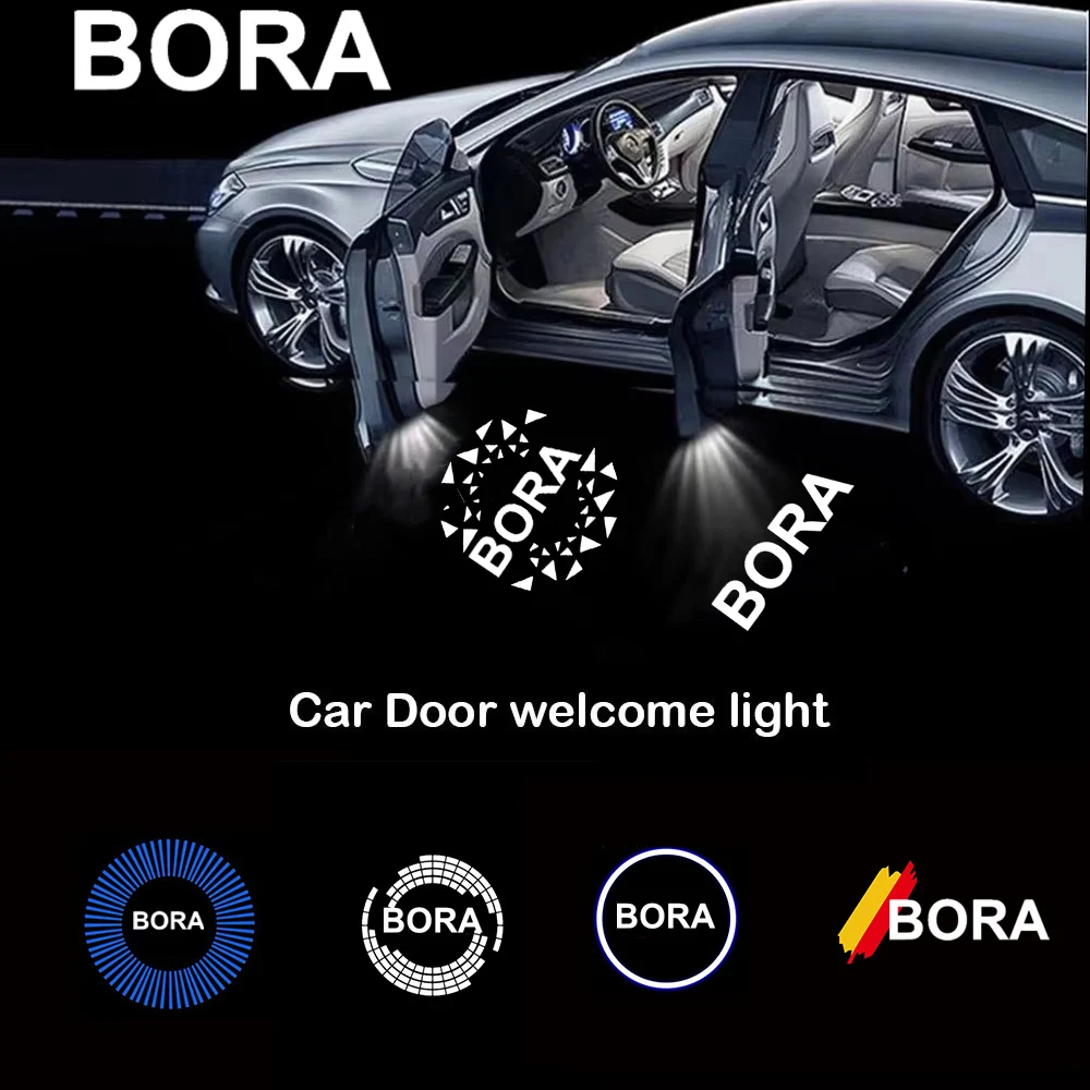 2Pcs HD Projector LED Car Door Welcome Light for Volkswagen VW BORA 1999-2006 Ghost Shadow Ambient Lamp Auto Accessories