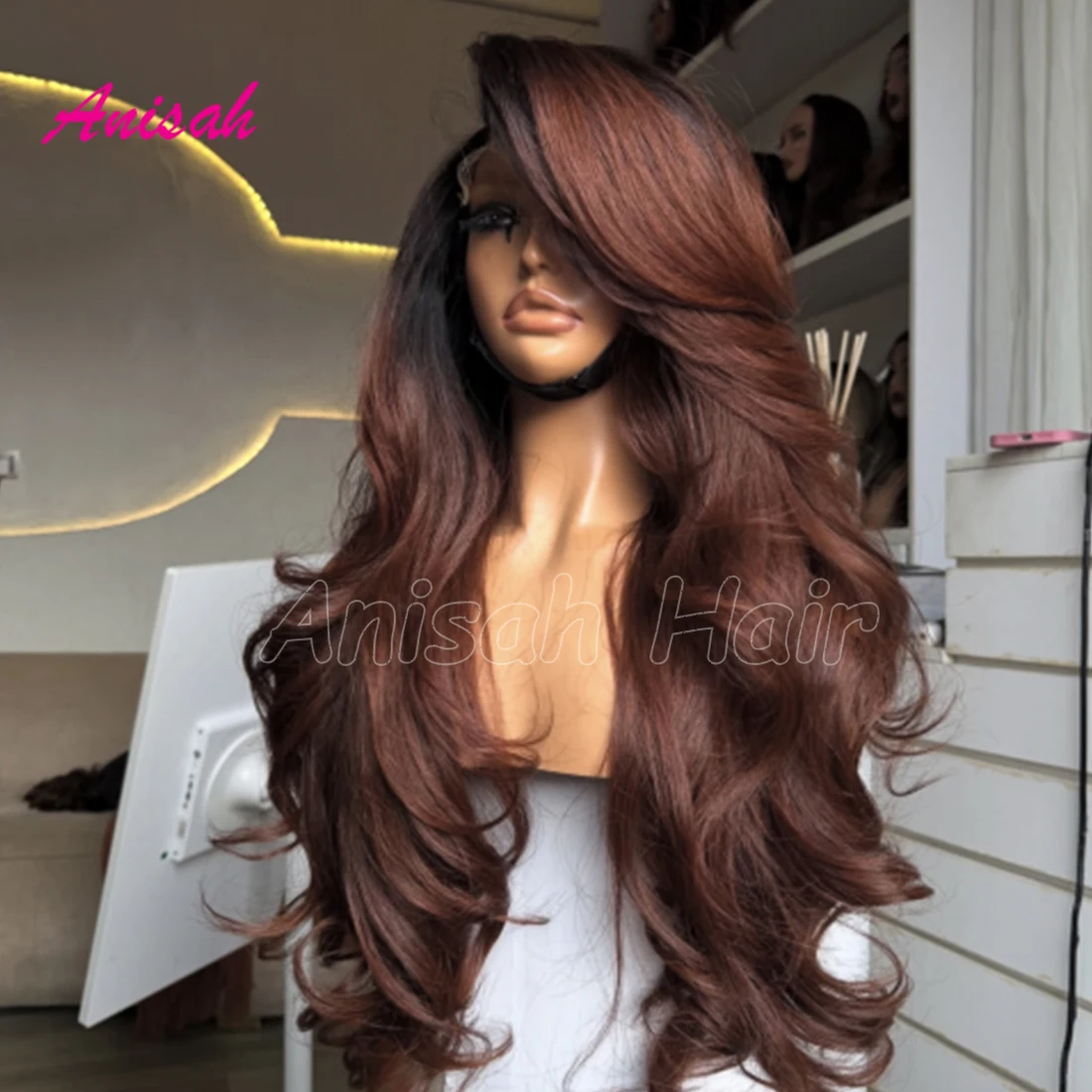Ombre Wigs Human Hair Body Wave 13x4 Lace Frontal Glueless Wigs Two Tone Colored Human Hair Wigs with Side Bangs For Women