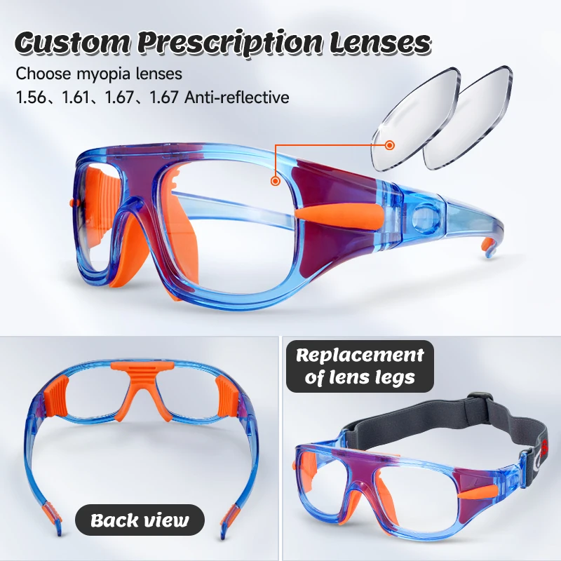 Basketball Sports Glasses, Cycling Goggles, Football Eyewear Protection, Anti-Impact Replacement, Prescription Lenses