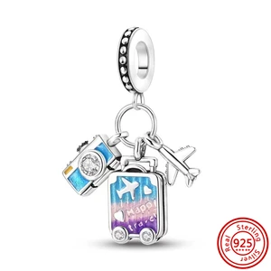 DIY Perlen Fit Charms Pandora Originalarmband, Einkaufstasche, Koffer, Pass, Kamera, Liebe, Reiseleben, Schmuck, Silber 925 12 Hauptverkäufe Pandora Silver 925 Schließung - №3