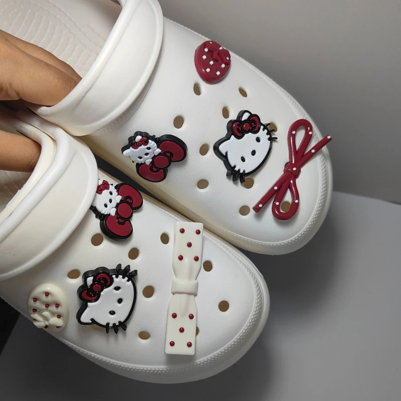 8 Stück süße, niedliche Hello Kitty Schuh-Charms, Zubehör, abnehmbare DIY-Schuhclips, elegantes Geschenk für Frauen und Mädchen, Partygeschenke