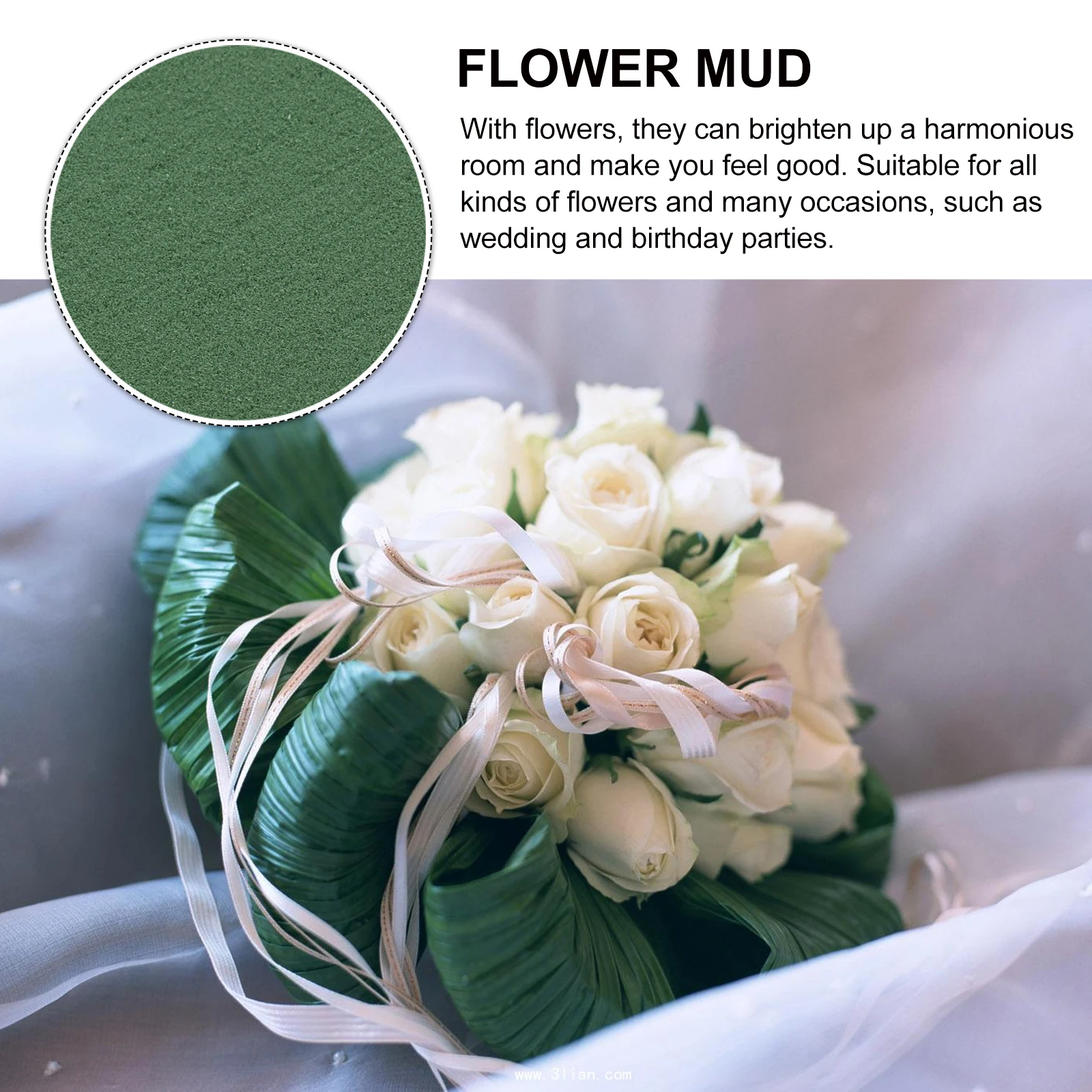 

4Pcs Green Floral Mud Round Flower Foams for DIY Wedding Birthday Party Florist Arrangement Necessities Set Flower