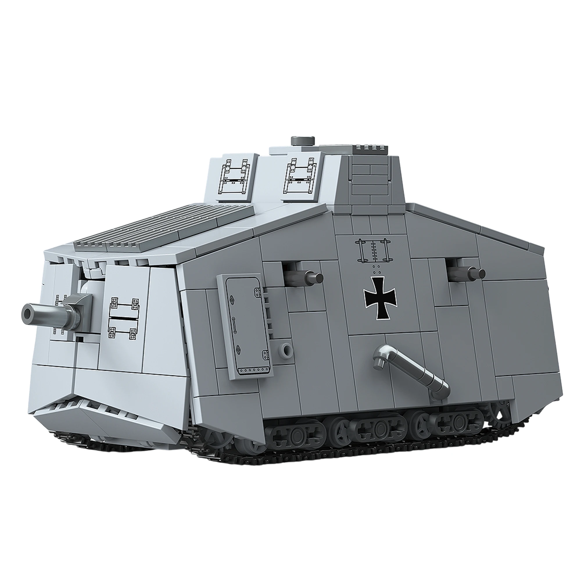 

920 шт., мировая война, я A7V, тяжелый танк, строительные блоки MOC A7V, штурмовой танк, военная серия, кирпичи, игрушки для детей, взрослых, подарки