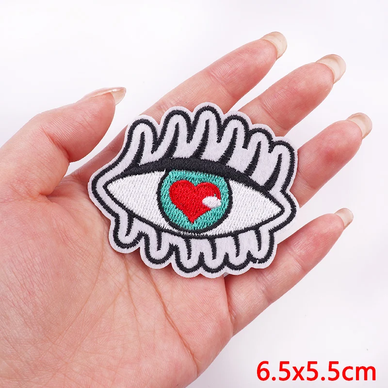 Cartoon Eyes Lip Dice Embroidered Patches For Clothing Thermoadhesive Patches On Clothes Iron On Patches For Clothes Sticker DIY