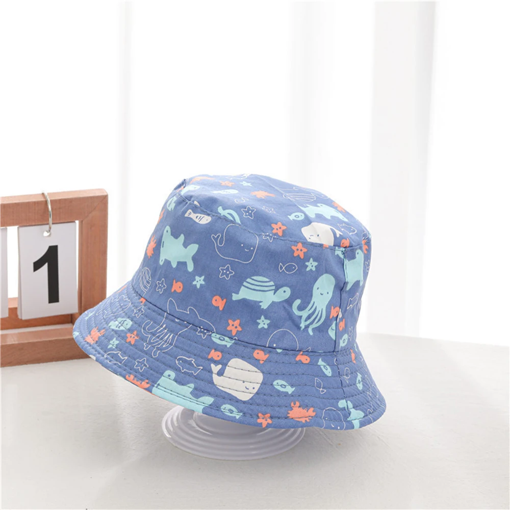 Kids Caps Cotton Cartoon Dinosaur Printed Baby Bucket Hat Soft Unicorn Spring Summer Panama Hats Space Boys Girls Beach Cap