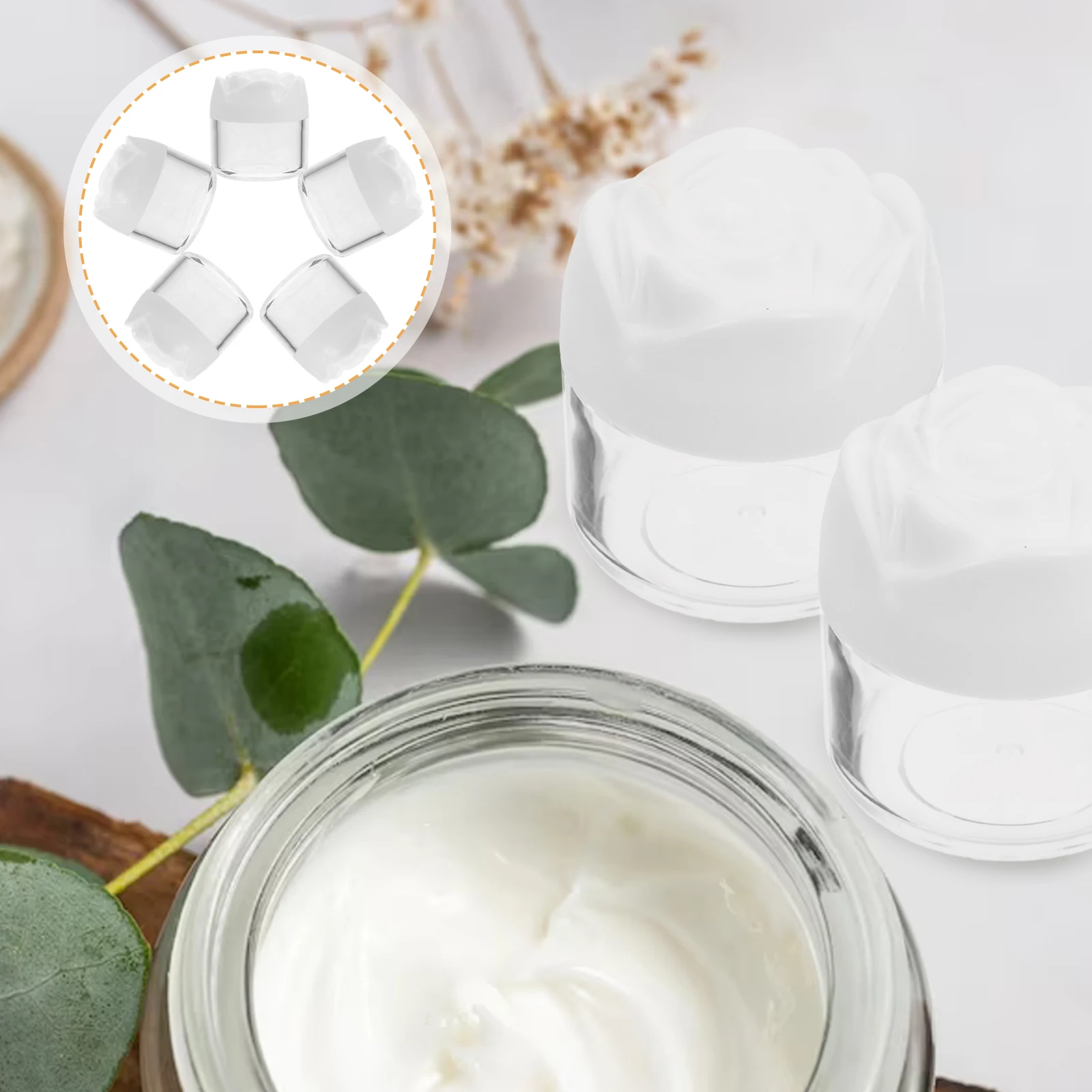 Contenedores vacíos con tapa de flor de rosa, almacenamiento de viaje para crema facial, crema para ojos, bálsamo labial, dispensador de mantequilla corporal, cuidado de la piel, 12 Uds.