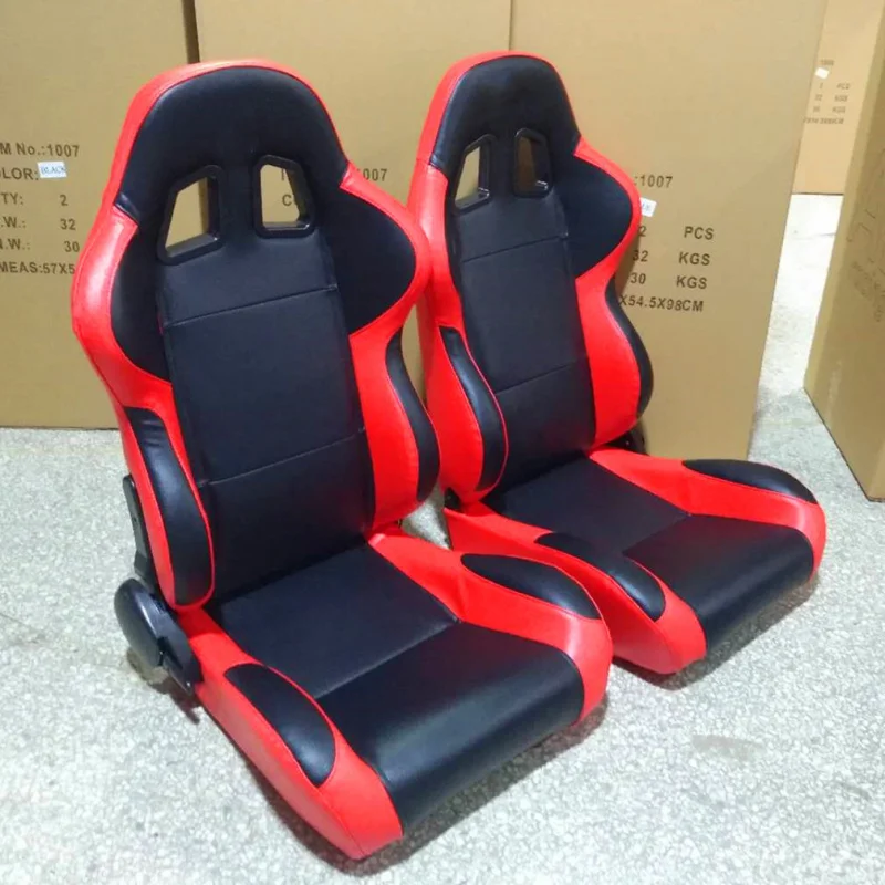 

Modified Car Universal Single Slide Adjustable Red and Black PVC Racing Sports Seat