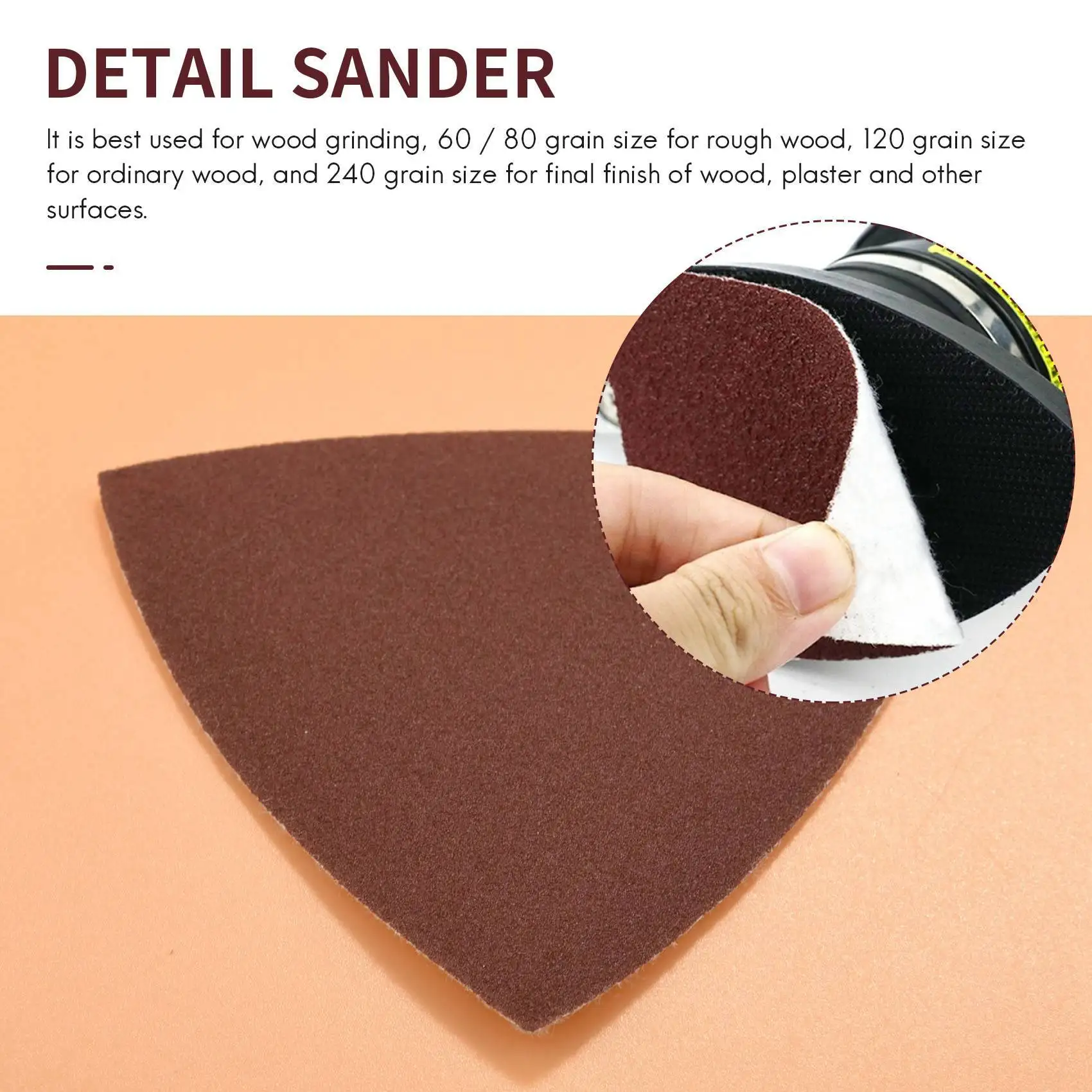 Sanding Paper Triangular Hook Loop Triple-cornered Sandpaper for 3-1/8 Inch Oscillating Multi Tool Sanding Pad