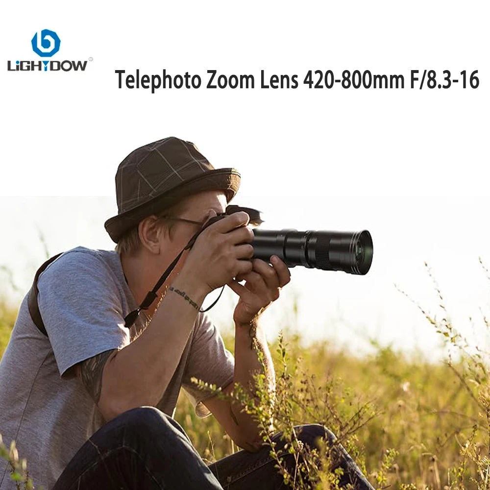 Lightdow 420-800mm f/8.3-f16 Ręczny teleobiektyw zmiennoogniskowy do lustrzanek cyfrowych Canon EOS R1 80D T3 T4 T5i T6 Nikon Sony Olympus Pentax