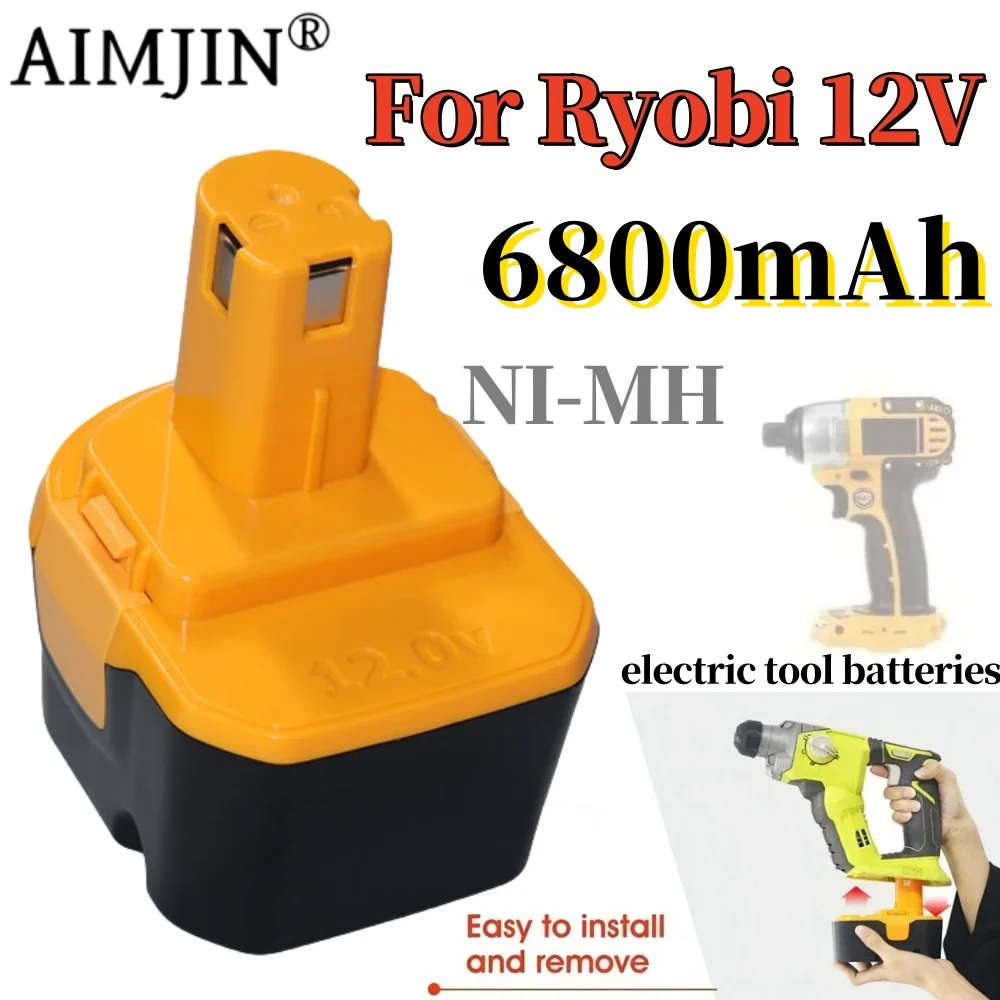 

6800mAh for Ryobi 12V Power tool Battery Replacement B-8286 BPT1025 RY-1204 1400143 1400652 1400670 440000