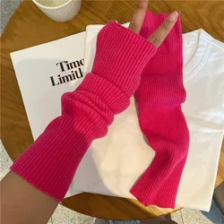 Scaldamuscoli da donna invernali manicotto in lana lavorato a maglia guanti lunghi lavorati a maglia senza dita guanti Casual caldi e morbidi da donna guanti