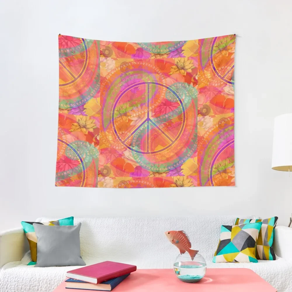 

Hippie Chic Flowers Peace Tapestry Decorative Wall Outdoor Decor Tapestry