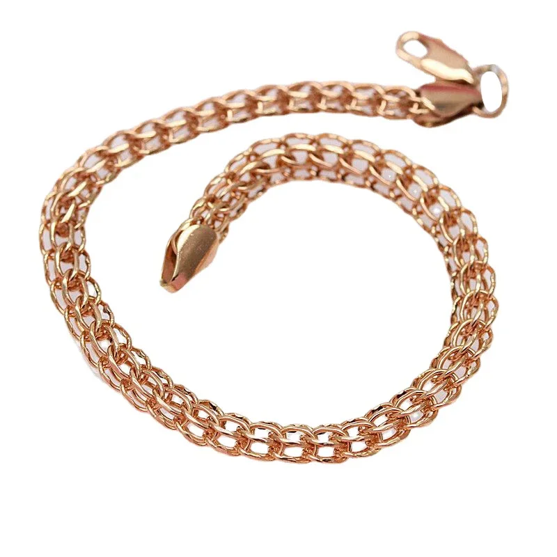 585 Purple Gold Hoop Buckle Bracelet Plated 14K Rose Gold Fashion Unisex Style High Quality Elegant Bangles Jewelry