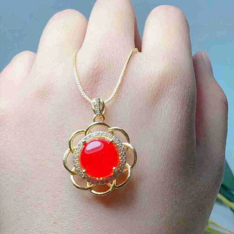 

Серебряный кулон с агатом, новый стиль, модный, универсальный