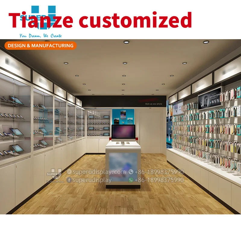 

(customized)Customized Simple Mobile Phone Shop Interior Design With Display Showcase Mobile Phone Accessories Shop Design