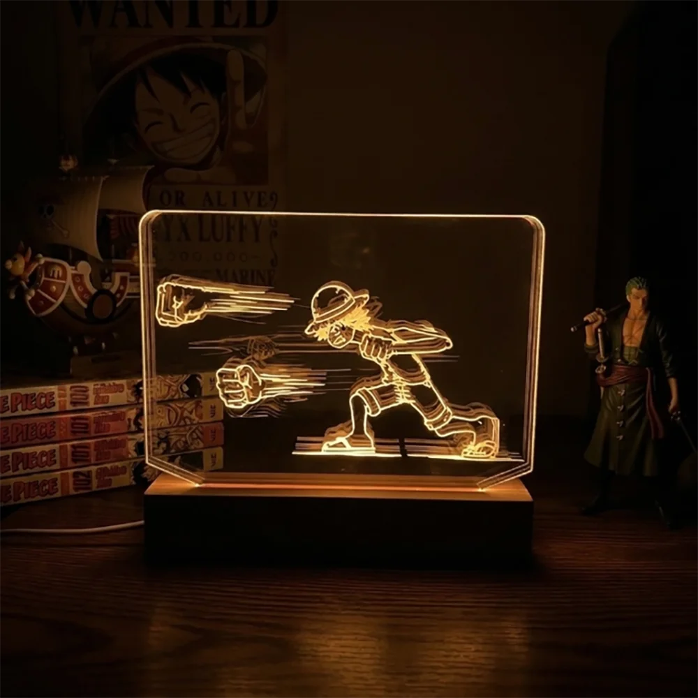 Desk Setup With Tv - One Piece Luffy Dynamic LED Night