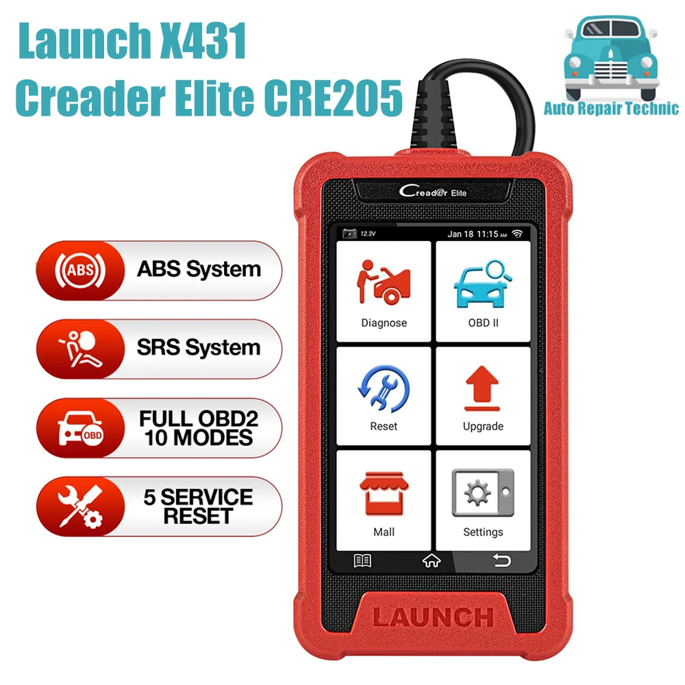 

LAUNCH X431 obd2 scanner Creader Elite CRE205 Car diagnosis ABS SRS Automotive diagnostic Tools 5 Reset Lifetime free Update