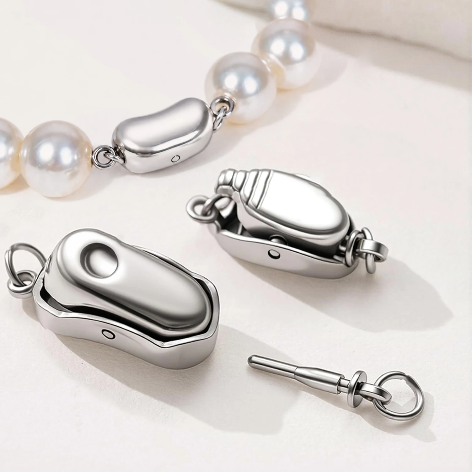 2 Stück Edelstahl-Halskettenverschlüsse, Verbindungsstücke, Verlängerungsschnallen für DIY Armband- und Halsketten-Schmuckherstellung – Detail 1