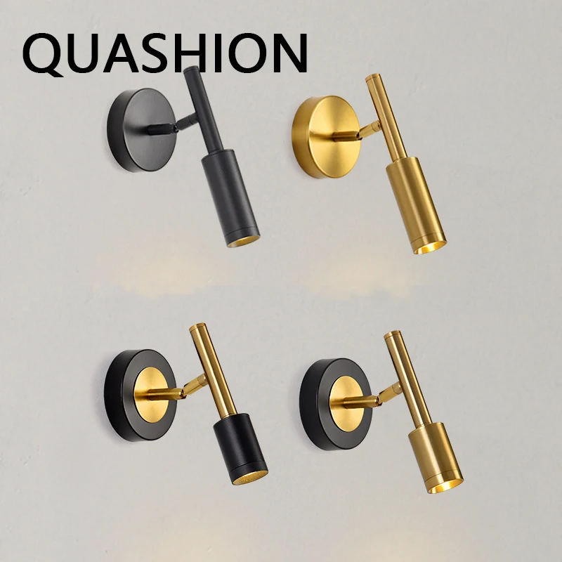 Luxury Home Decor Spot Wall Lamp Metal Body Plating Rotatable Sconce Light LED Hotel Bedroom Retro Design Reading Sconce Lustres