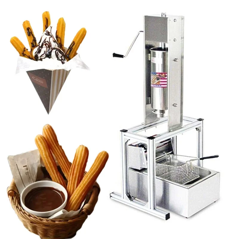 

Лидер продаж, популярная испанская мини-машина для изготовления закусок Churros, высокое качество, простая в эксплуатации машина для изготовления чуррос с фритюрницей