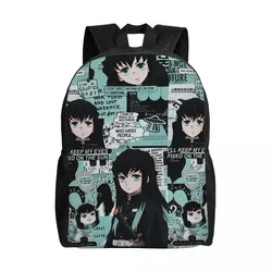 Mochilas personalizadas Demon Slayer Muichiro Tokito Collage para hombres y mujeres, bolsa de libros básica para la escuela, bolsas de Kimetsu No Yaiba