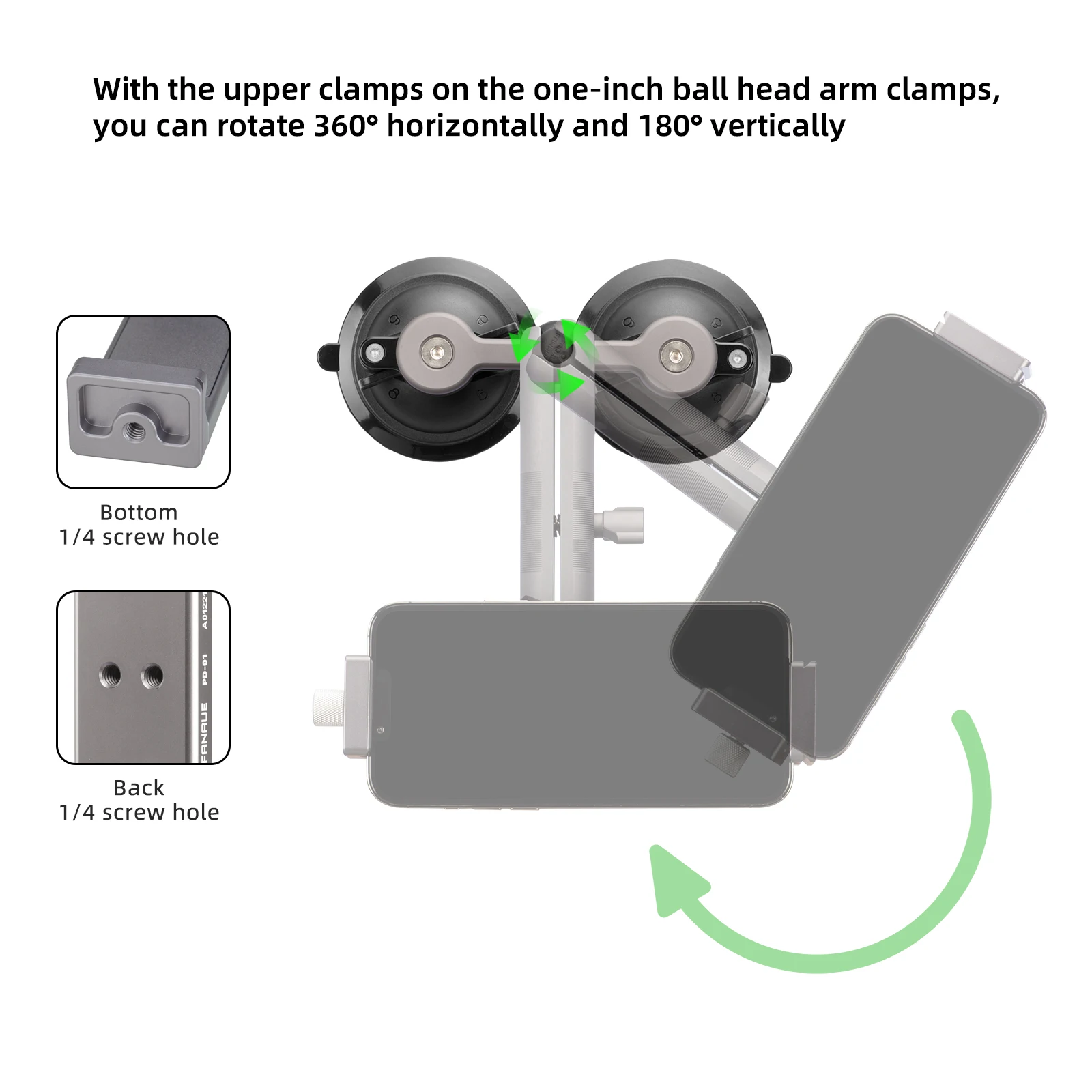 Imagem -04 - Fanaue-pára-brisas Car Tablet Mount Twist Lock Ventosa Base Compatível 360 Graus de Rotação Ram Mounts Ball Mount