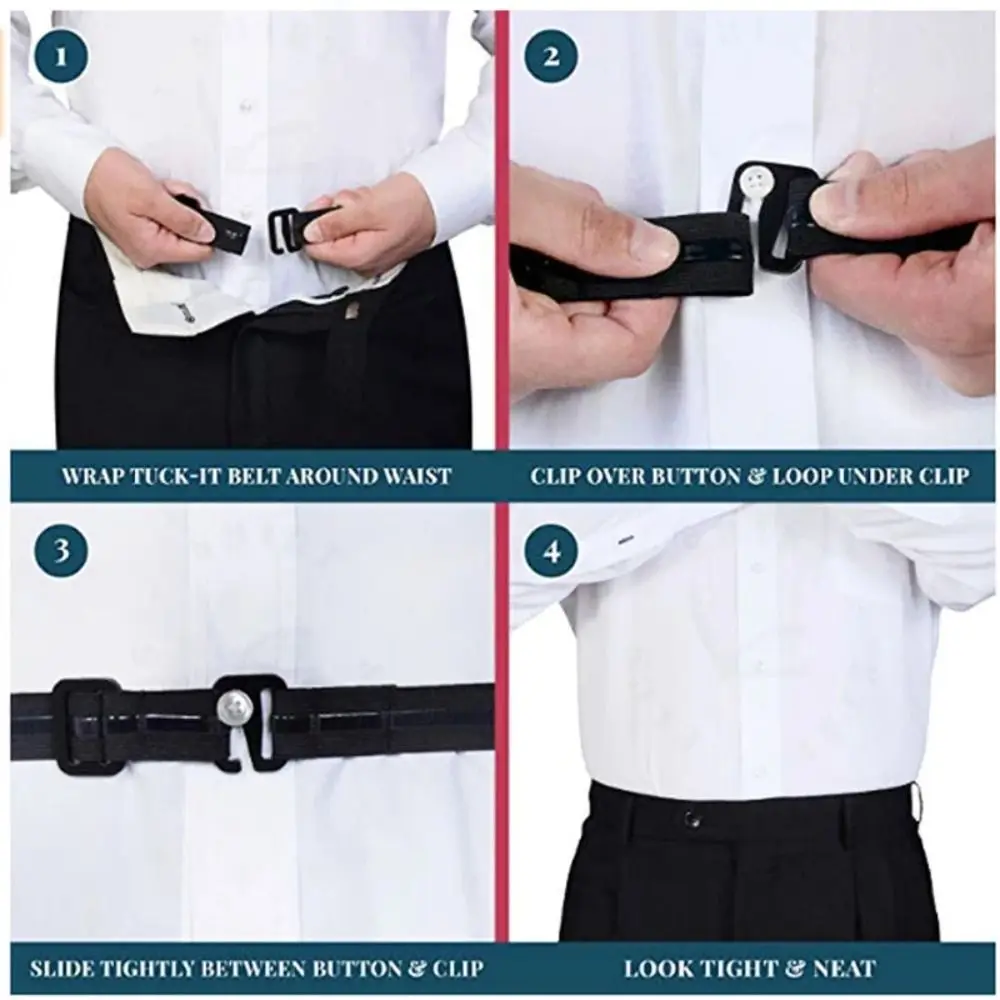 Non-slip Shirt Stay Holder Belt Wrinkle-Proof Braces Belt Elastic Waistband Adjustable Shirt Fixed Belt Shirt Stay Best Belt