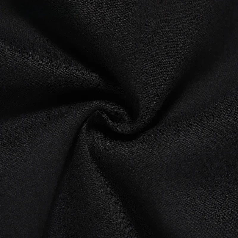 【Mirrordust】 Jeans svasati con decorazione a nastro Pantaloni da uomo a gamba dritta in tinta unita lavati da strada