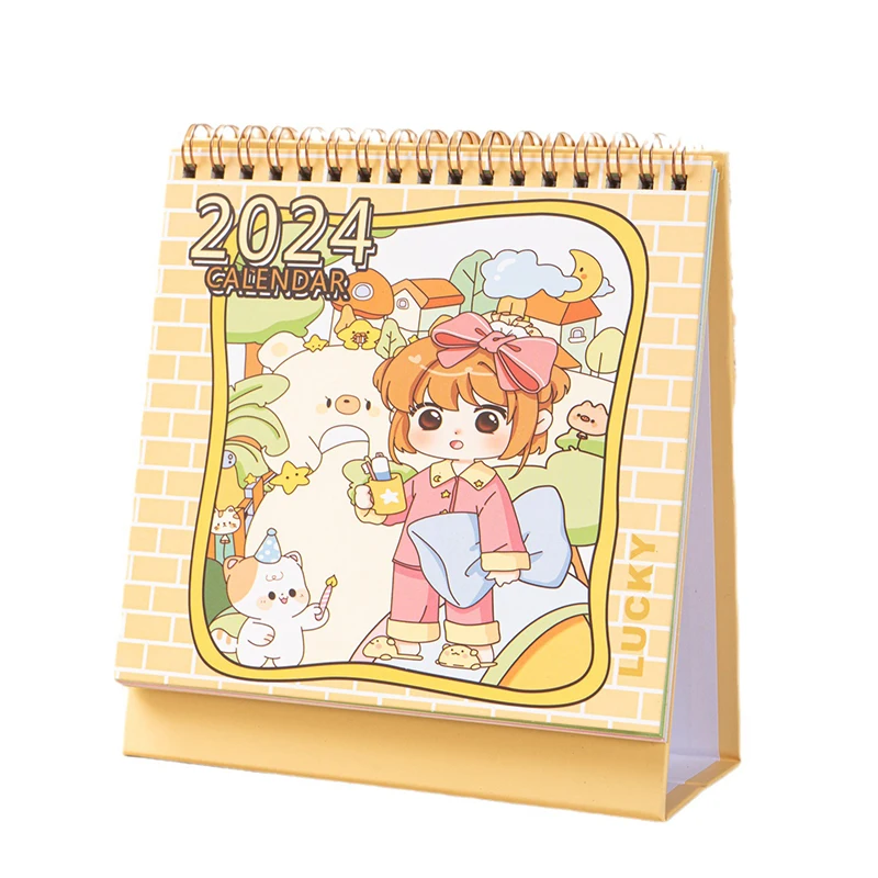 Cartoon Creative Desk Calendar Desktop Cute Girl Almanac Countdown Pendulum Piece Notepad Desktop Decoration Notes Calendar