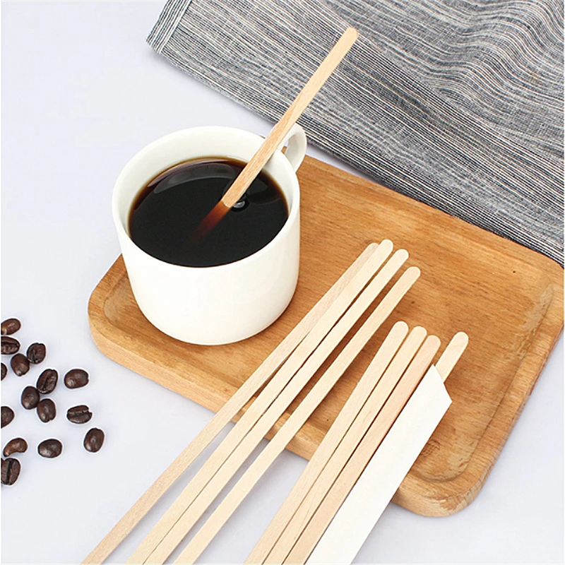 100pcs Single Packaged Coffee Wood Coffee Stirrer Disposable Wood Stirring Rod 14cm/19cm Coffee Stick Tea Stick