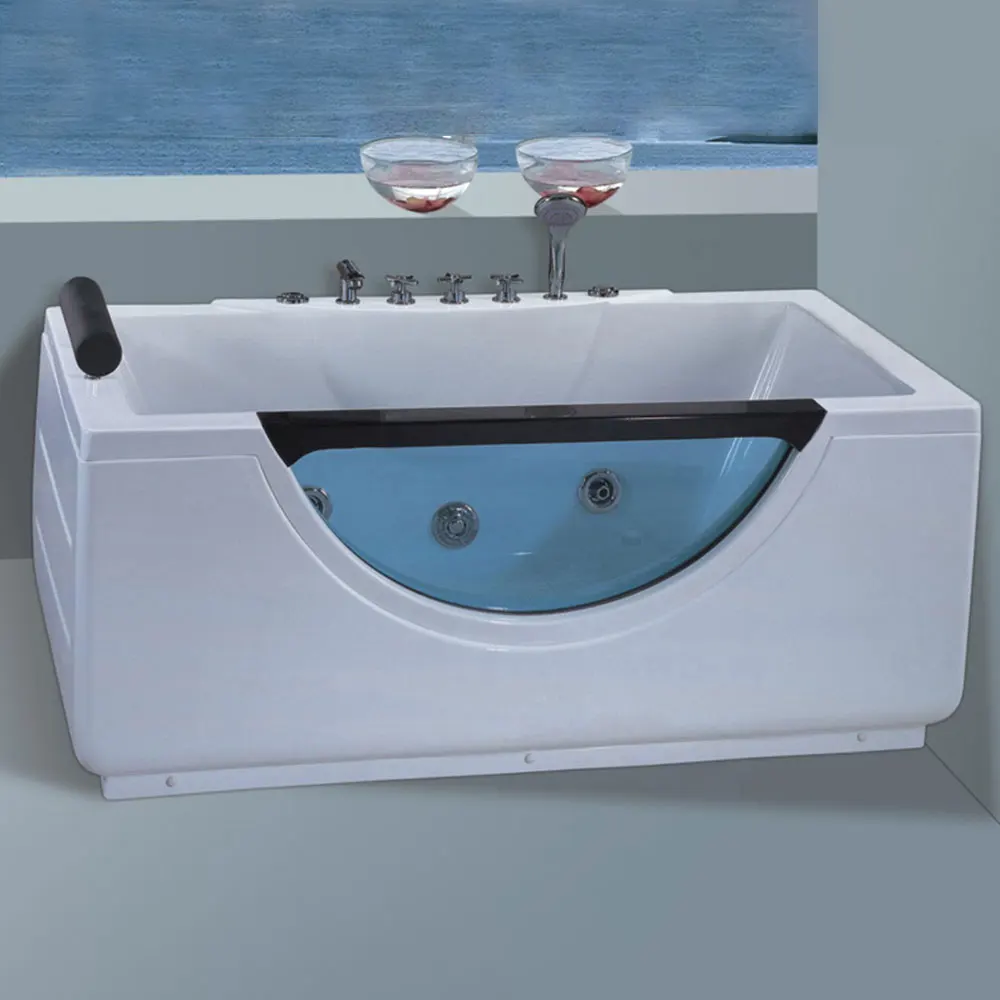Whirlpool BathModern Acrylic Massage Whirlpool Bathtub Comfortable Rectangular Bath Tub White Stainless Steel Soaking Massage Ba