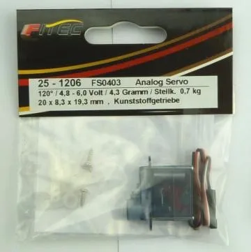 FEETECH – Mini Servo RC FS0403-FB Sub-Micro, 2 pièces, avec retour de Position, jouets radiocommandés pour unisexe
