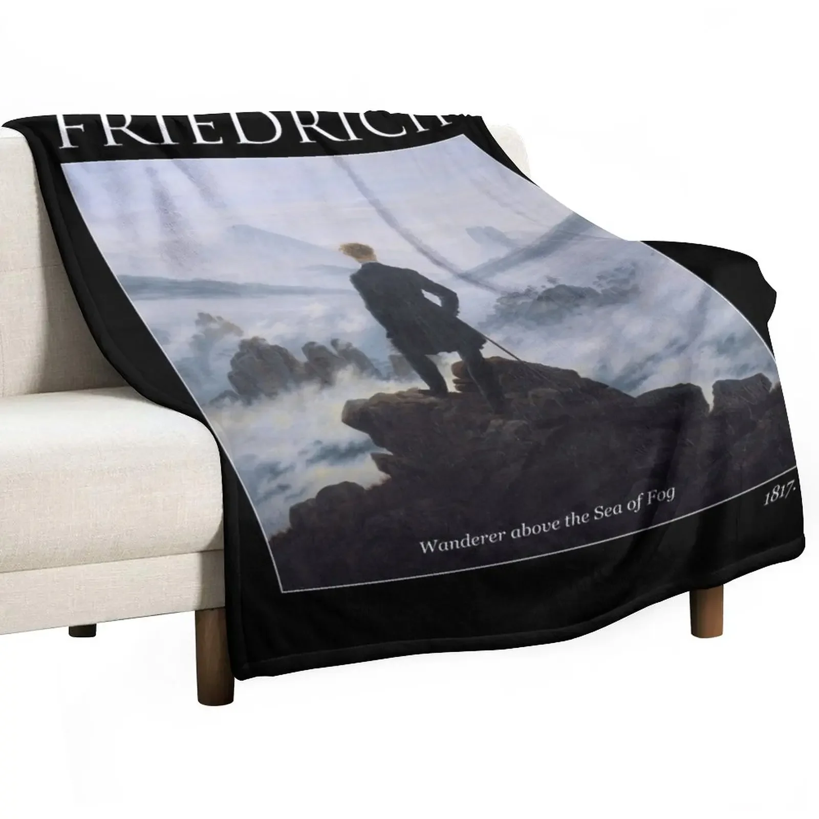 

Wanderer above the Sea of Fog (Caspar David Friedrich) Throw Blanket anime Flannel Beach Blankets