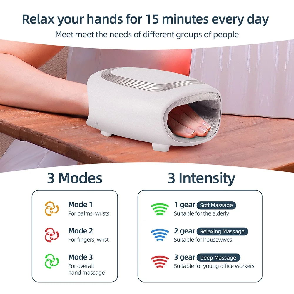 Electric Hand Massager With Compression Wireless Hand And Finger Massager Air Pressure Kneading Wrist Massager Gift for Mom Dad