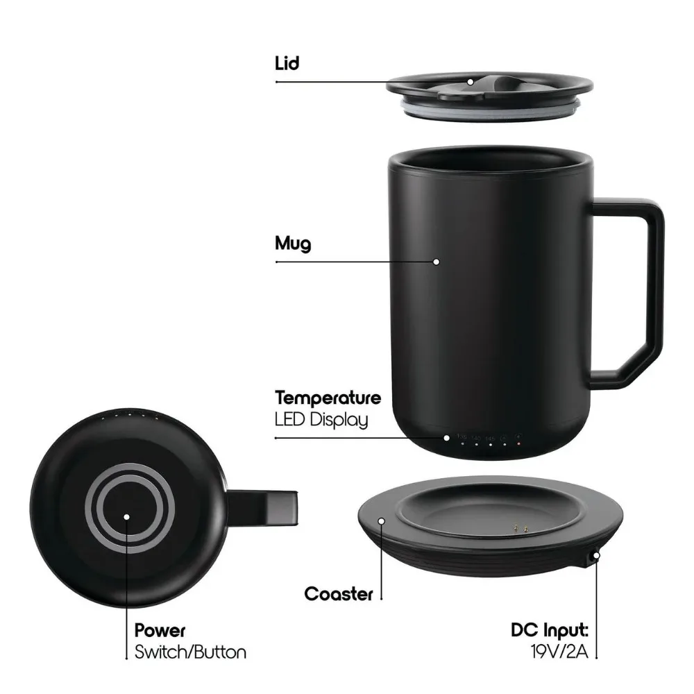 12 أونصة. كوب قهوة ذاتي من الفولاذ المقاوم للصدأ بغطاء للتدفئة ، من الفولاذ المقاوم للصدأ "x 5"