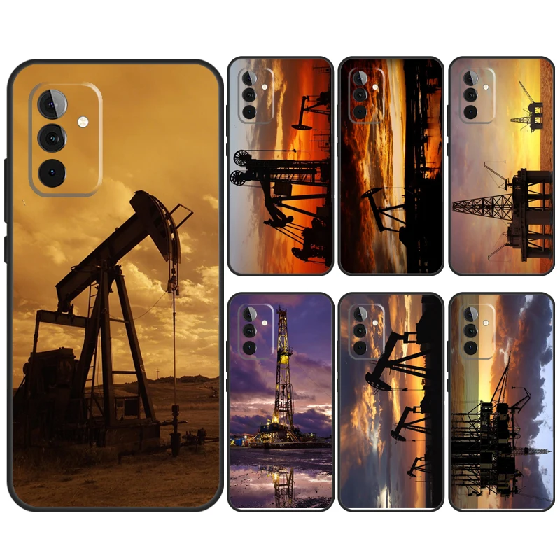 Drilling Oilfield At Sunset Case For Samsung Galaxy A55 A35 A25 A15 A51 A71 A12 A32 A52 A13 A33 A53 A54 A34 A14 Cover